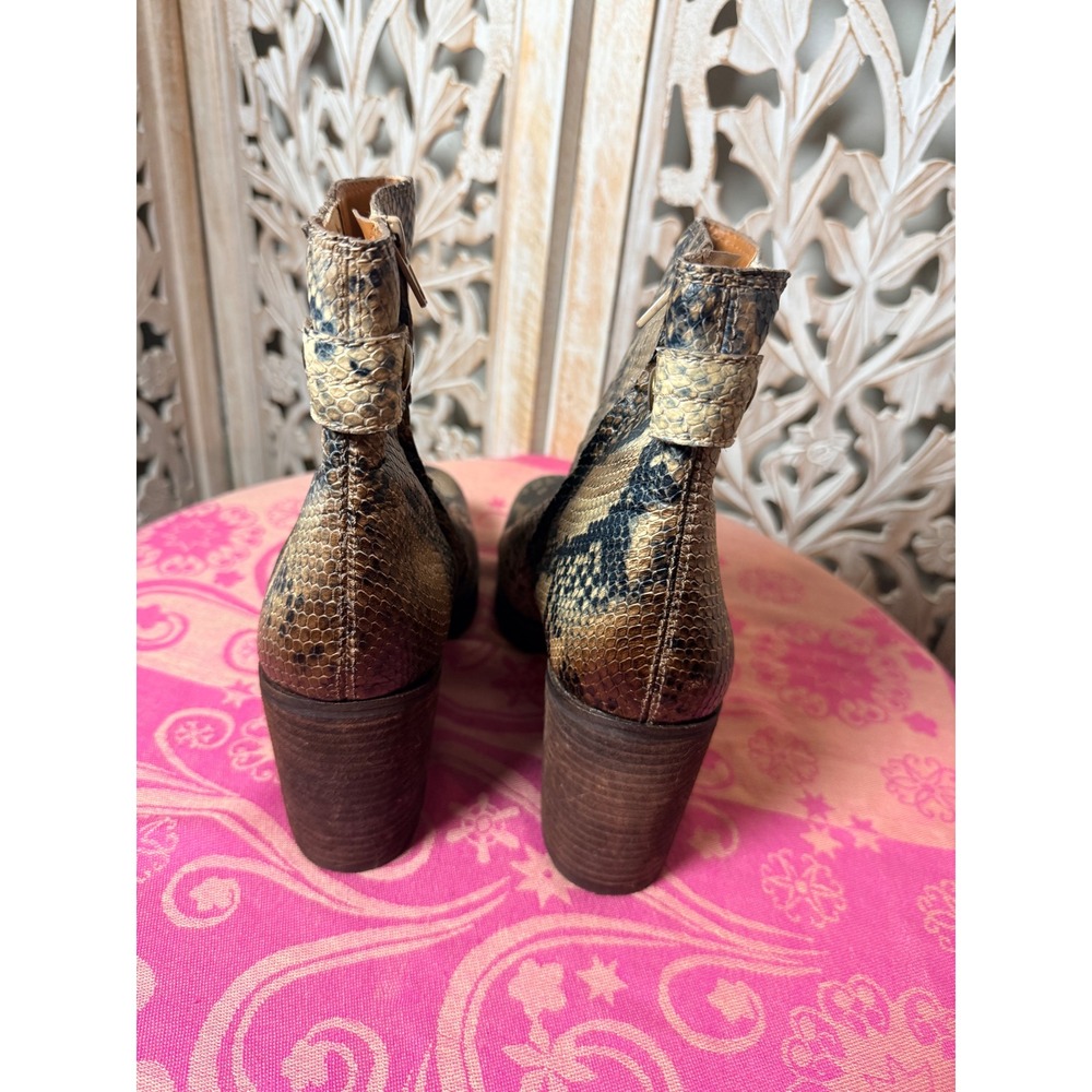 Zodiac Womens Snakeskin Print Platform Block Heel Ankle Boots Brown Tan Size 10 - Picture 5 of 8